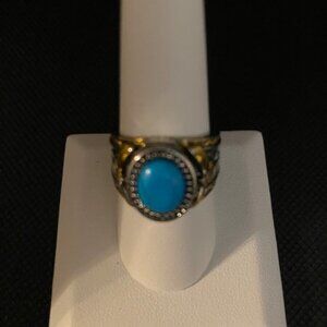 Men's Oval Turquoise 925 Sterling Silver Ring